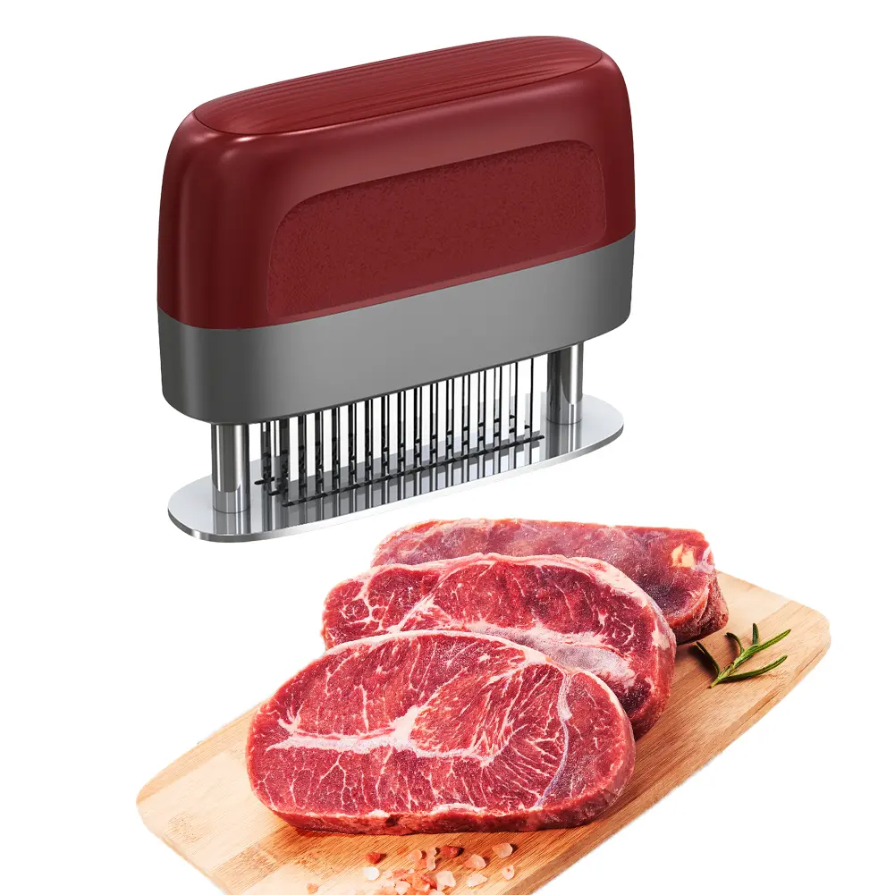 Stainless Steel Meat Needle 48 Blades Softener Tenderizer Meat Tenderizer Meat Beaf Steak Mallet for Tenderizing BBQ Marinade