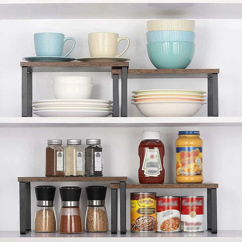 2Pcs Kitchen Counter Shelves Multipurpose Spice Storage Rack Large Capacity Stackable Counter Rack for Home Kithchen