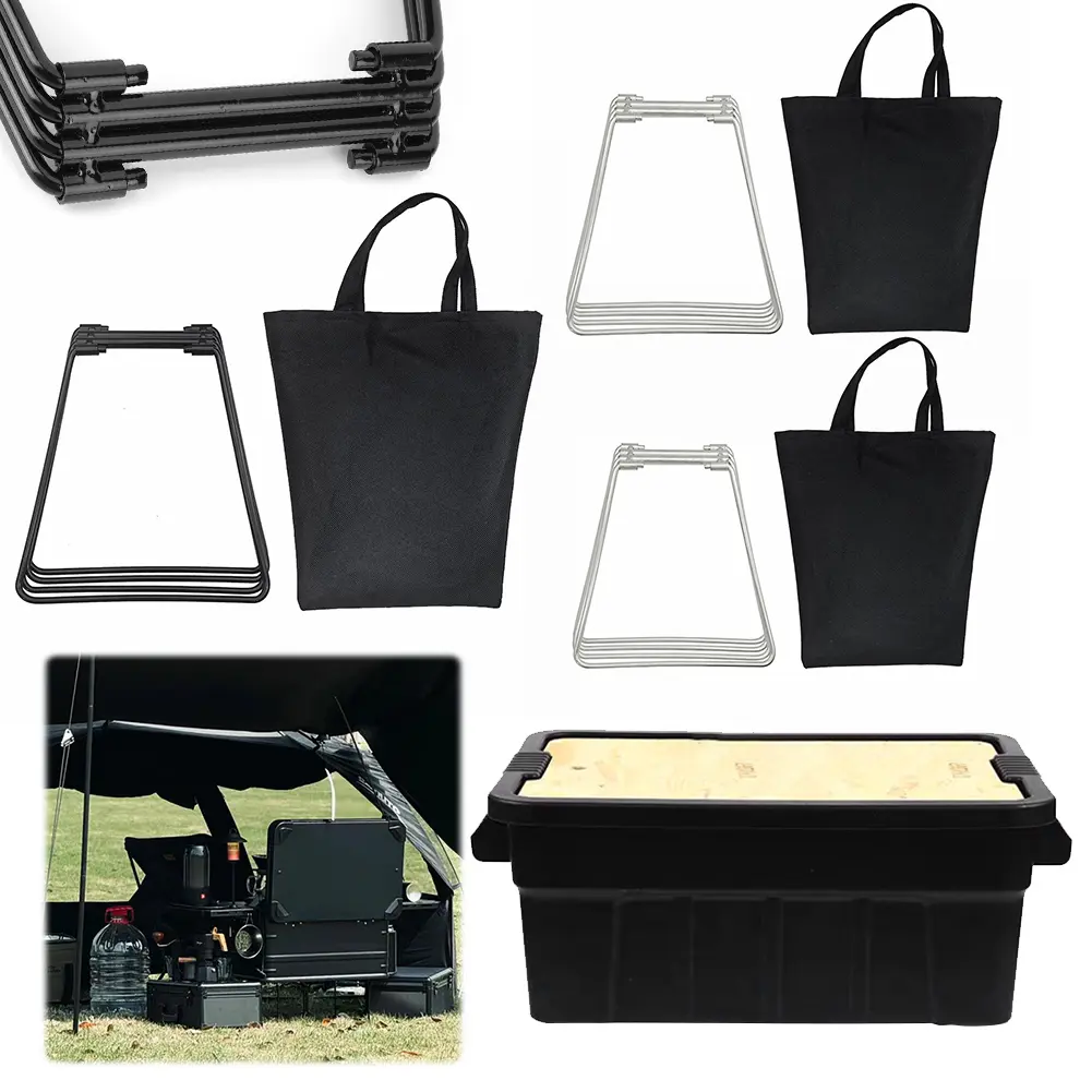 Organizer Box Folding Stand Carbon Steel Iron Storage Box Bracket Outdoor Storage Boxes Shelves for Outdoor Picnic Fishing