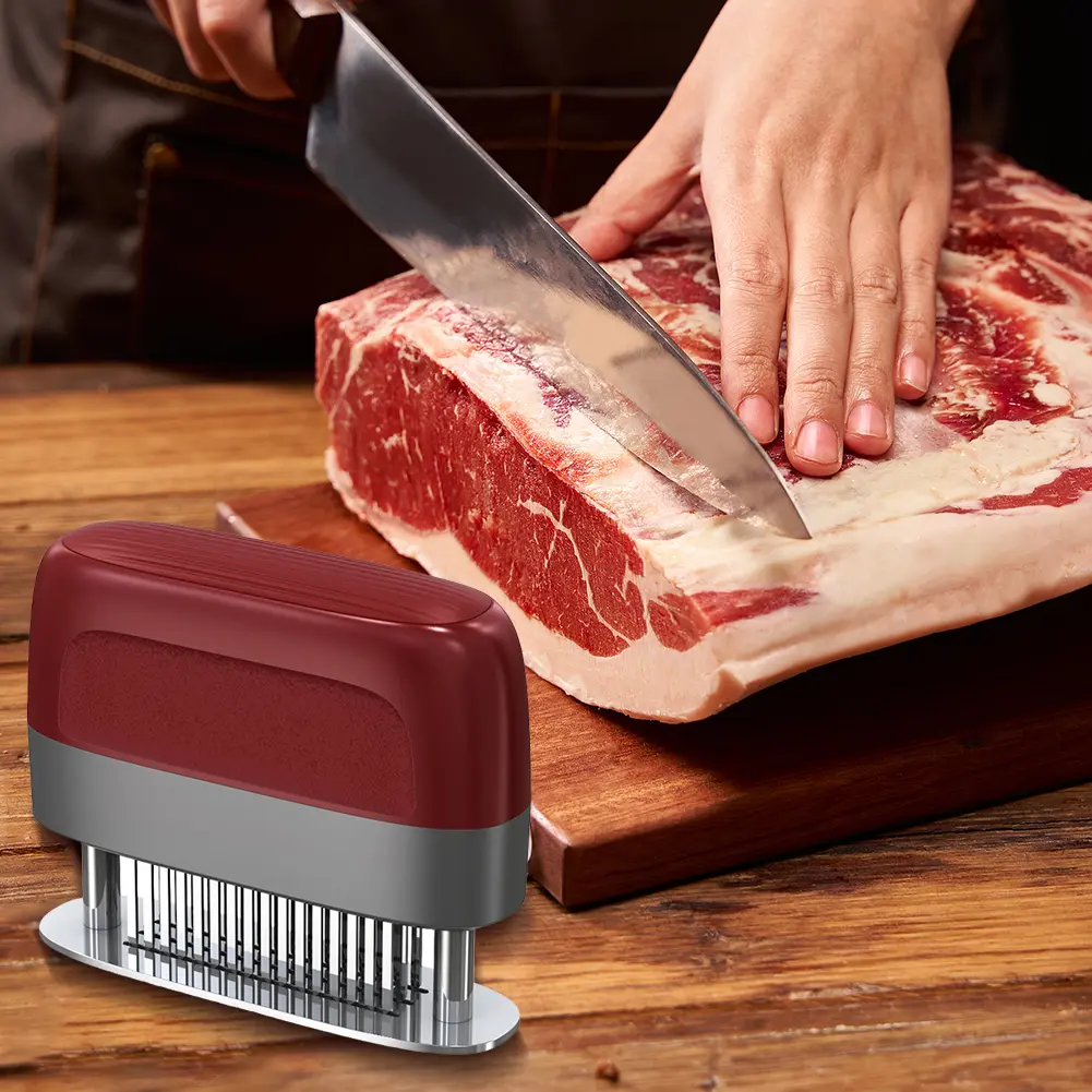 Stainless Steel Meat Needle 48 Blades Softener Tenderizer Meat Tenderizer Meat Beaf Steak Mallet for Tenderizing BBQ Marinade