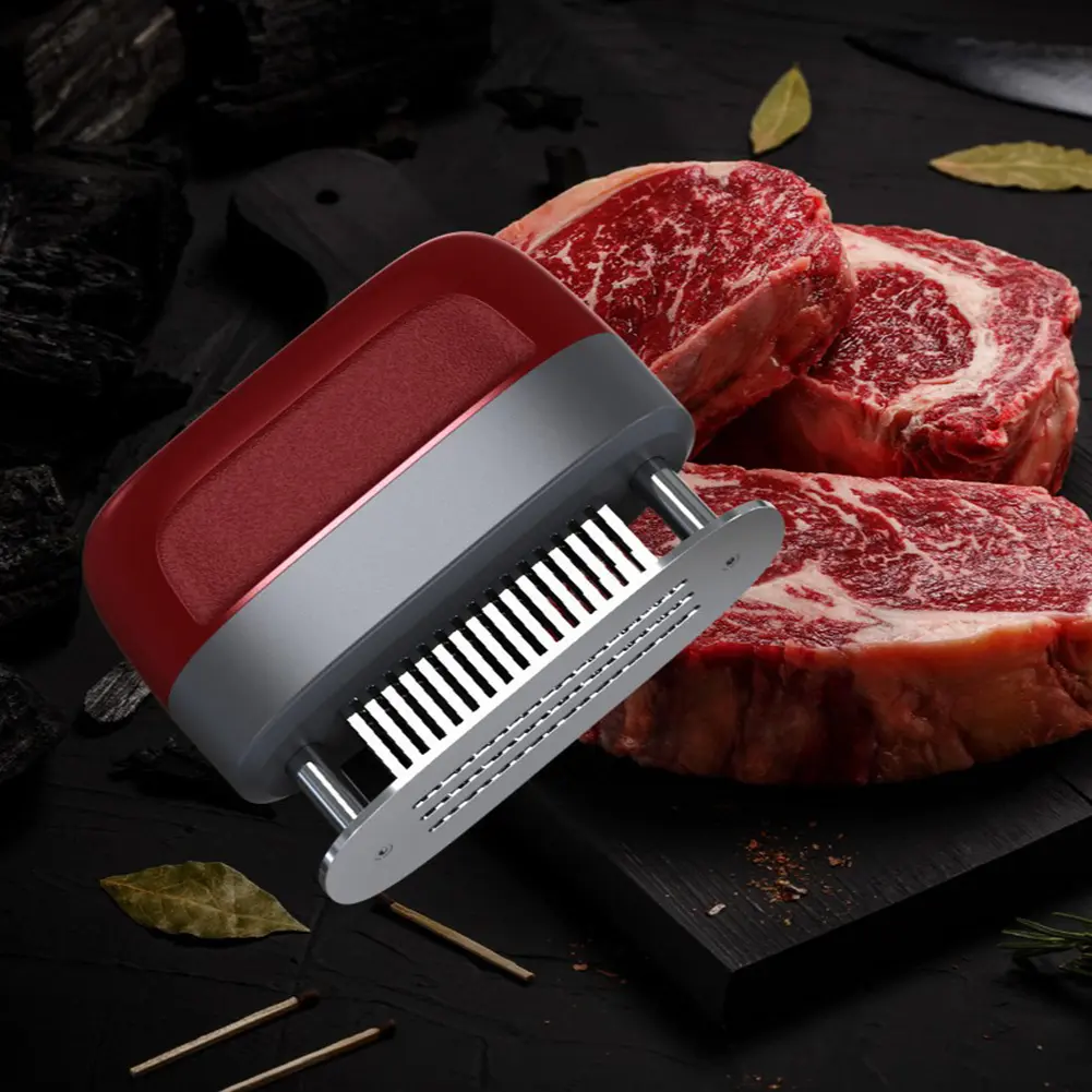 Stainless Steel Meat Needle 48 Blades Softener Tenderizer Meat Tenderizer Meat Beaf Steak Mallet for Tenderizing BBQ Marinade