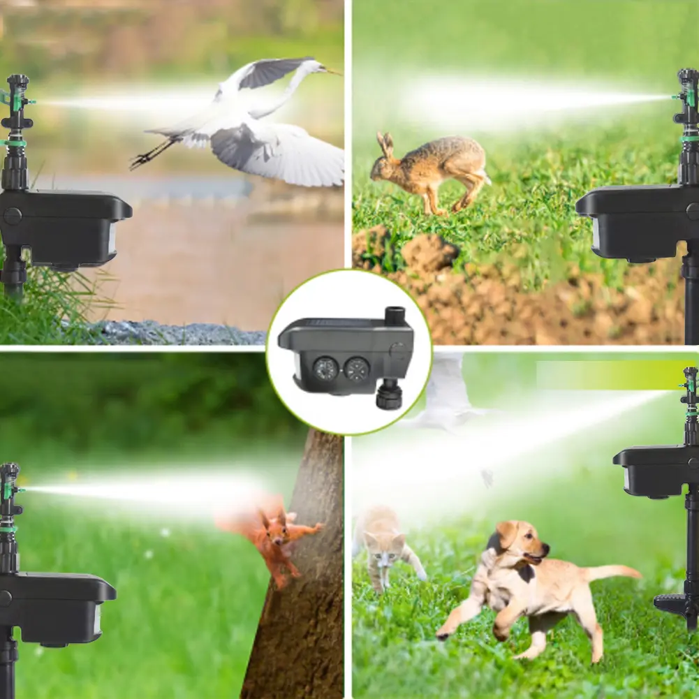 Solar Powered Water Sprayer Scaring Away Wild Animals Animal Repellent Sprayer Timing Sprinkle Irrigation System for Outdoor Use