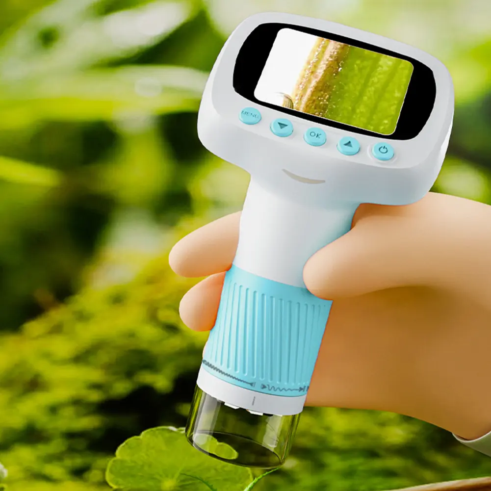 Microscope for Kids 2 Inch IPS Screen Portable Handheld Magnifying Glass Kids Microscope 1080P HD for Scientific Experiment