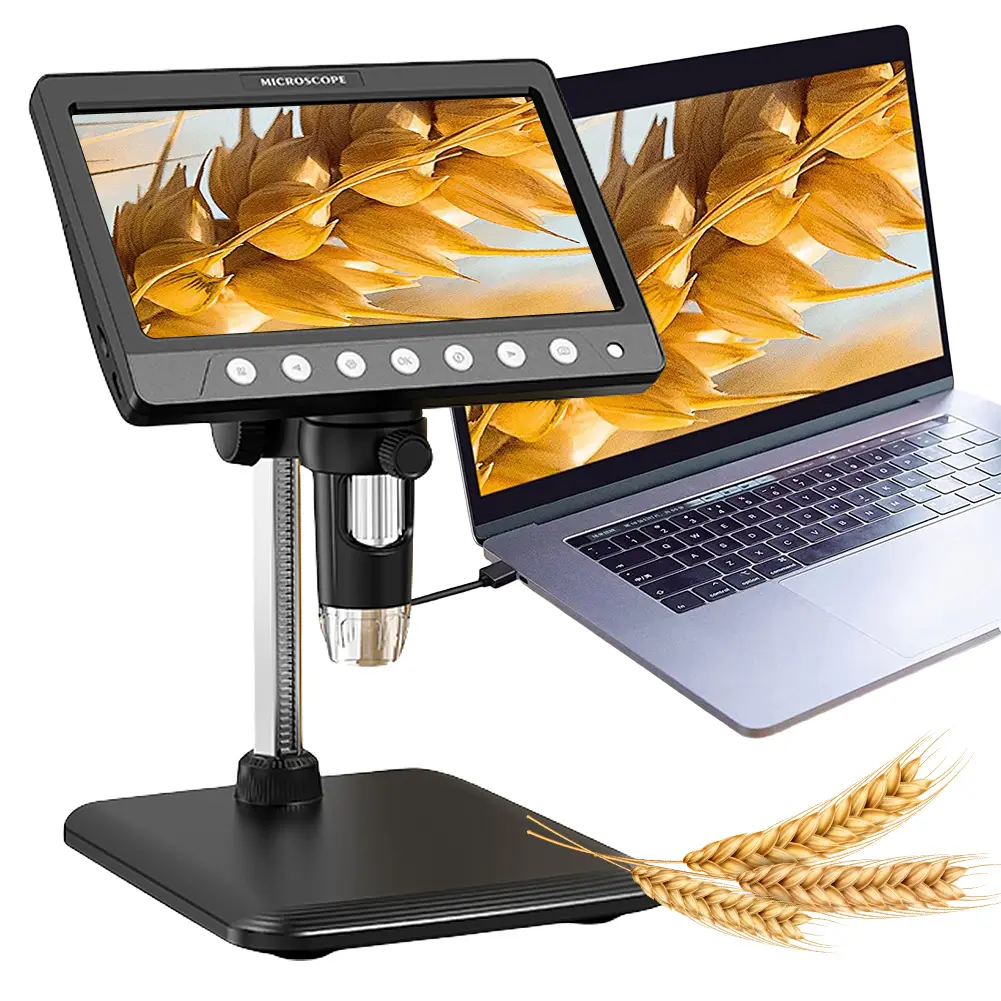 7 Inch Digital Microscope 5MP 1200X Coin Microscope 1080P Video Microscope for Adult Soldering With 8 LEDs Lights Dropshipping
