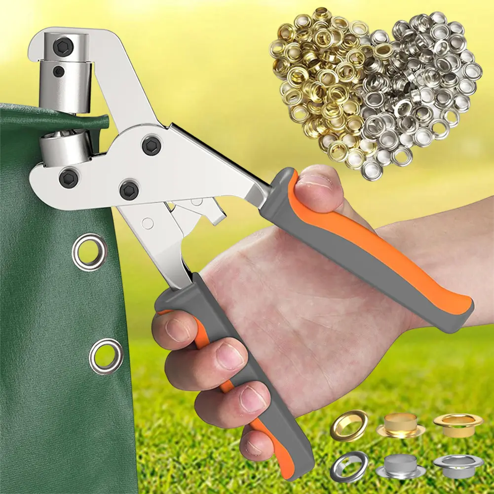 10.5mm Eyelet Pliers with Grommets Manual Puncher Handheld Eyelet Setter Eyelet Grommet Tool for Tarpaulins Fabrics
