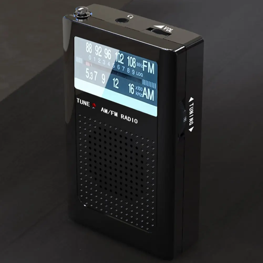 R06 Radio Mini Portable AM FM Radio with Antenna Pocket Radio Receiver With Loud Speaker Pointer Radio Supports Wired Earphone