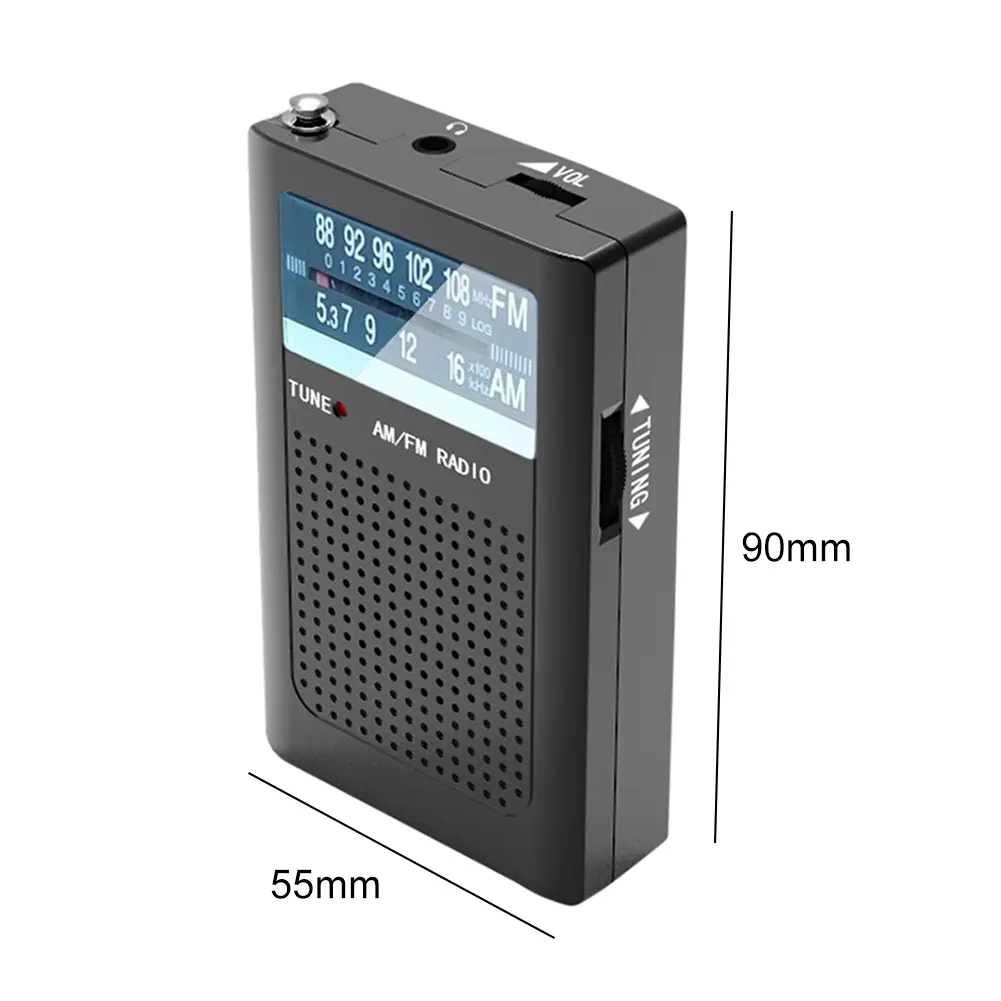 R06 Radio Mini Portable AM FM Radio with Antenna Pocket Radio Receiver With Loud Speaker Pointer Radio Supports Wired Earphone