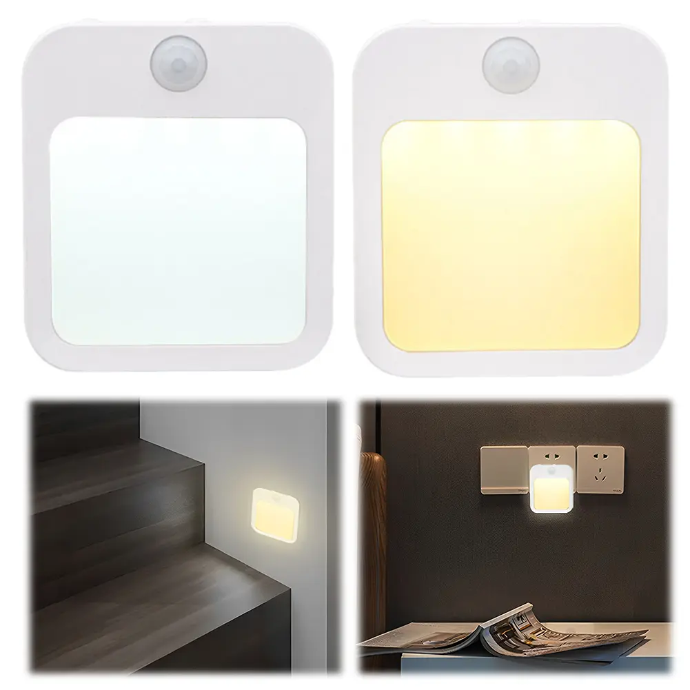 Motion Sensor LED Night Lights EU Plug Dimmable Cabinet Light For  Bedside Bedroom Corridor Wireless Night Lamp Lighting