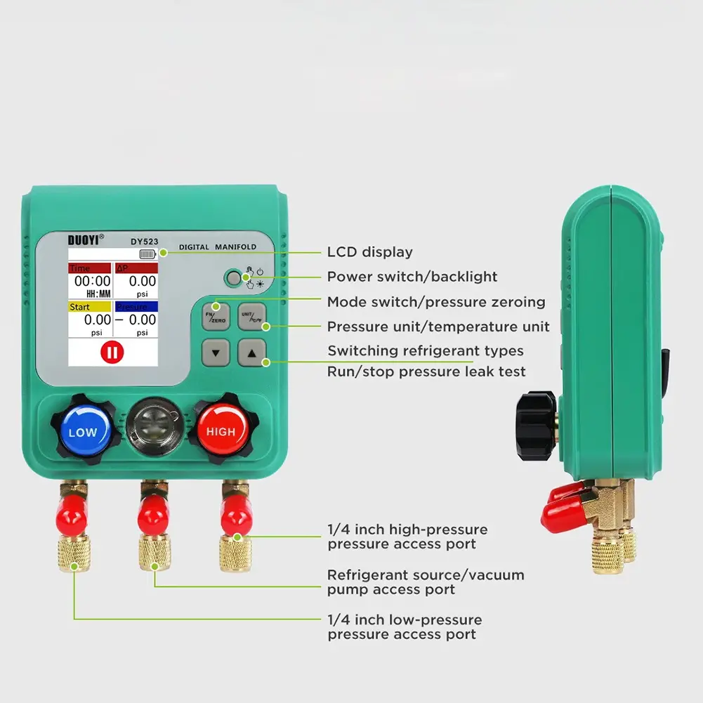 AirConditioning Refrigerant Fluoride Vacuum Pressure Gauge Digital Manifold Gauge Automobile Refrigerant Repairing Vacuum Meters