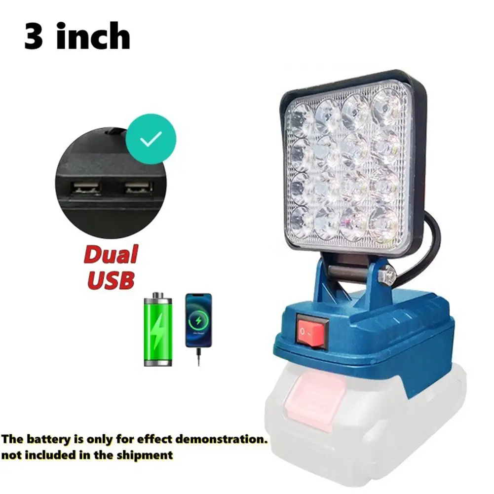 LED Work Light Outdoor Flashlight Rechargeable Emergency Light Dual USB Ports LED Spotlight Waterproof for Maintenance