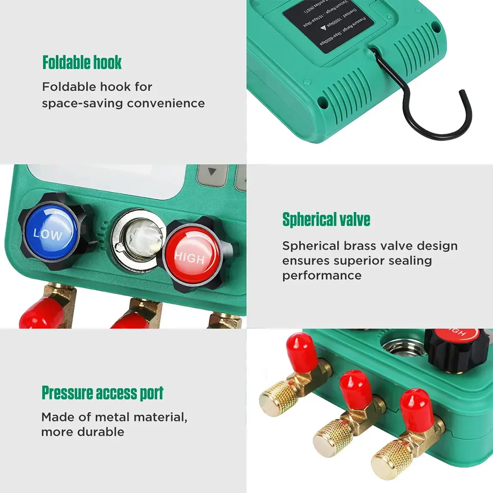 AirConditioning Refrigerant Fluoride Vacuum Pressure Gauge Digital Manifold Gauge Automobile Refrigerant Repairing Vacuum Meters