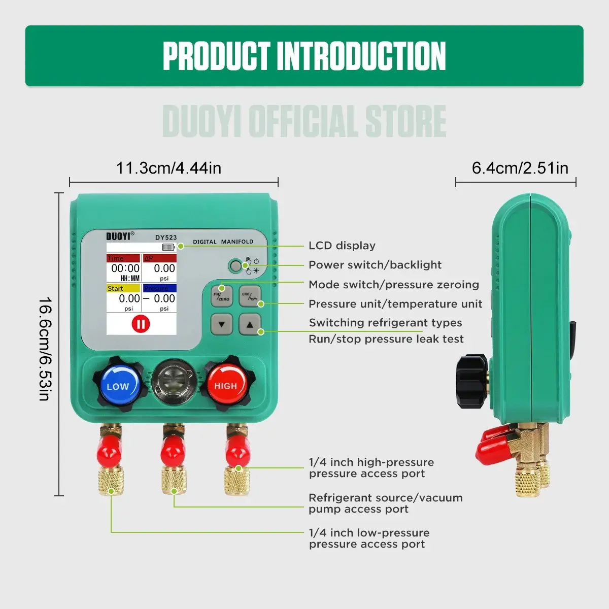 AirConditioning Refrigerant Fluoride Vacuum Pressure Gauge Digital Manifold Gauge Automobile Refrigerant Repairing Vacuum Meters