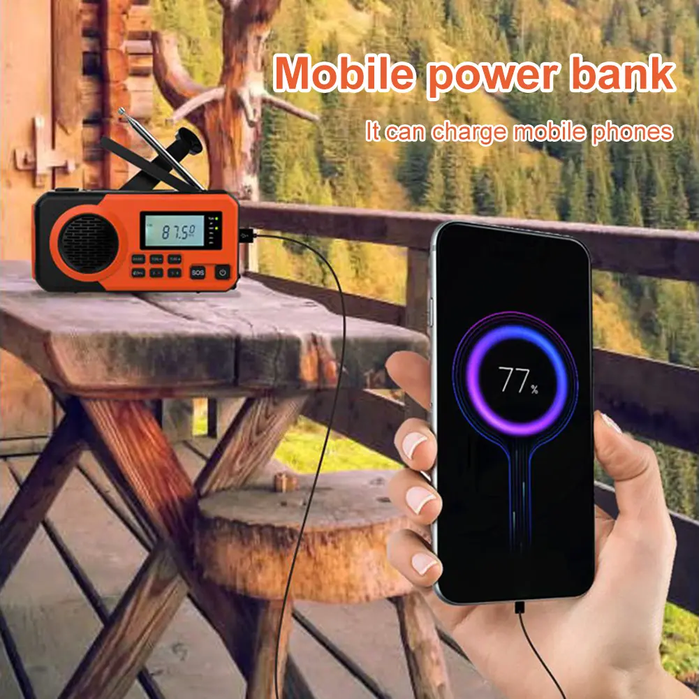 Hand Crank Emergency Radio AM/FM/SW Radio with Flashlight SOS Alarm Portable Weather Radio for Outdoor Camping and Emergency