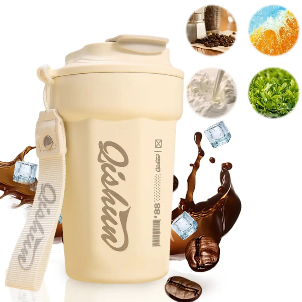 450ml Insulated Water Bottle Stainless Steel Portable Water Cup Thermal Coffee Mug Vacuum Water Bottle for Home Office