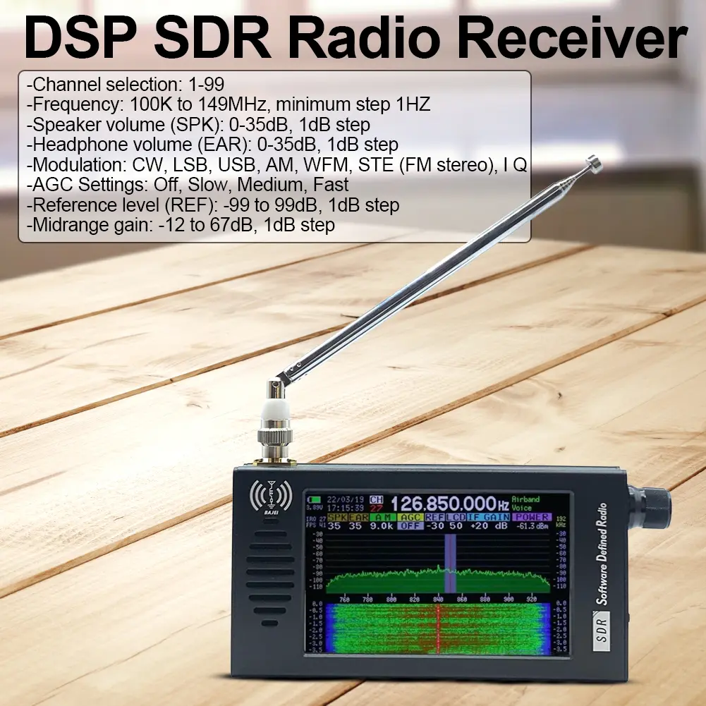 DSP SDR Radio Receiver Shortwave Radio Receiver 4.3 Inch Touch Screen Shortwave AM FM DSP Radio Stereo MP3 Player for Outdoor