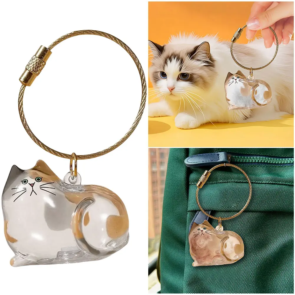 Cat Keychain Pendant Backpack Pendant Cat Cat Hair Storage Box Hanging Cat Bag Hanging Pet Hair Grooming Souvenirs Decor Gifts