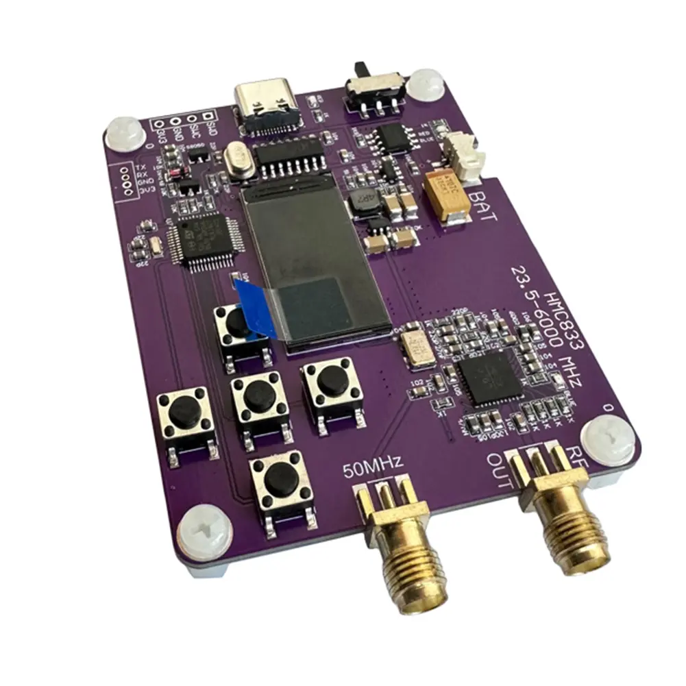 HMC833 6Ghz RF Signal Source Transmitter 23.5MHZ-6000MHz Charging Module 0.96inch OLED Screen Display