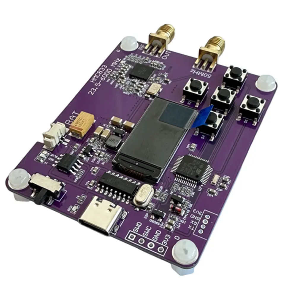HMC833 6Ghz RF Signal Source Transmitter 23.5MHZ-6000MHz Charging Module 0.96inch OLED Screen Display