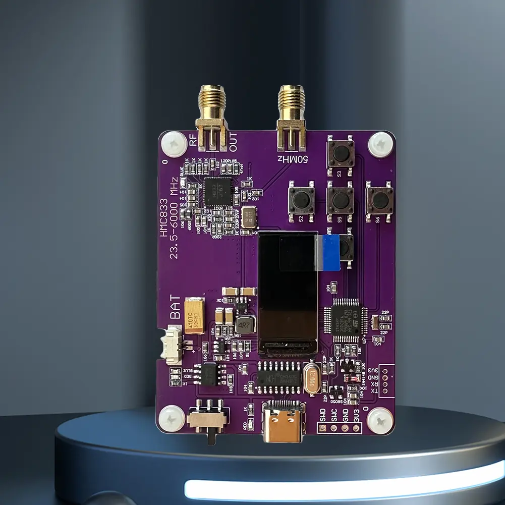 HMC833 6Ghz RF Signal Source Transmitter 23.5MHZ-6000MHz Charging Module 0.96inch OLED Screen Display