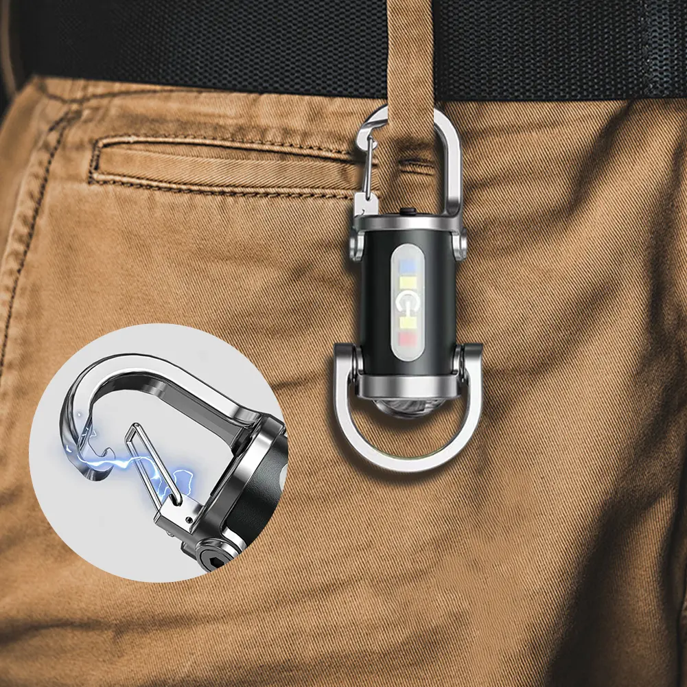 Rechargeable Keychain Flashlights 800 Lumens EDC COB Work Light 7 Modes Emergency Keychain Light for Walking Searching Hiking