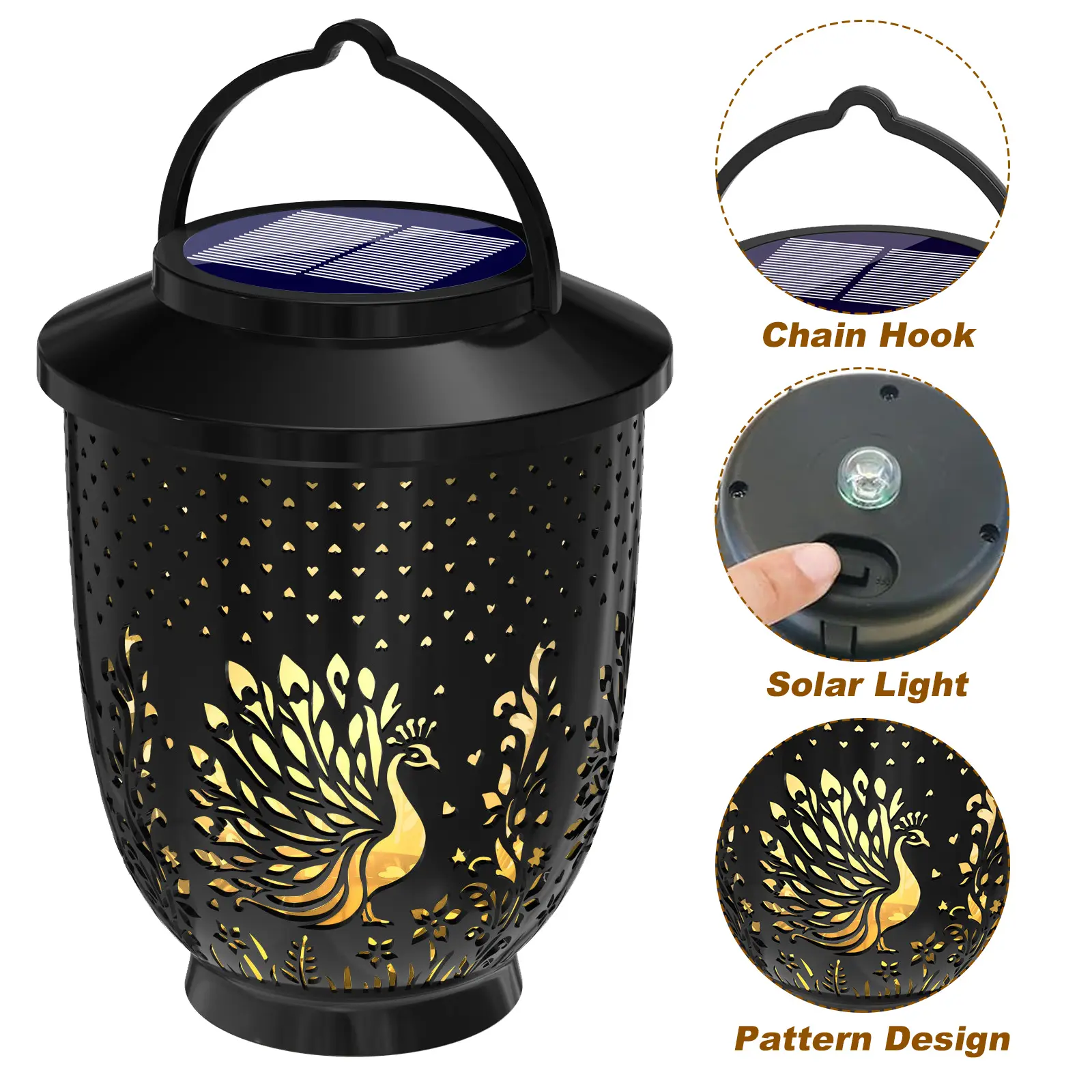 Solar Outdoor Animals Projection Light Waterproof Atmosphere Lighting Fixture Projection Hanging Lamp for Courtyard Decoration