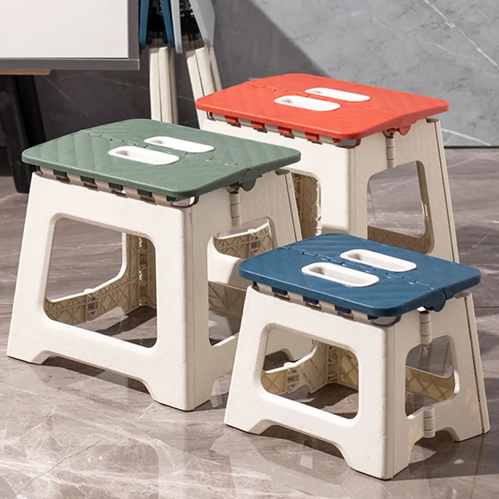 Folding Step Stool Lightweight Thickened Footstool with Handle Foldable Stool Supports Up To 441LBS for Kitchen Bathroom Bedroom