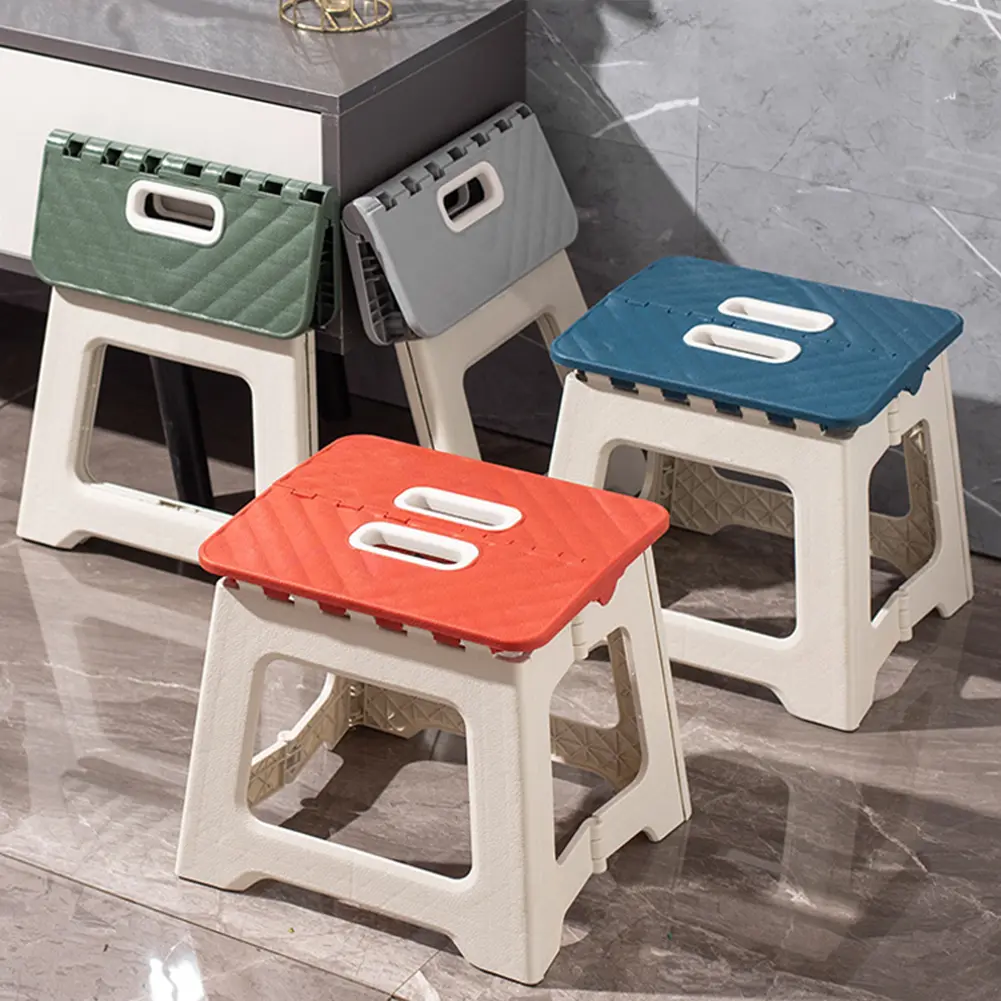 Folding Step Stool Lightweight Thickened Footstool with Handle Foldable Stool Supports Up To 441LBS for Kitchen Bathroom Bedroom