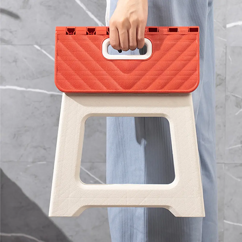 Folding Step Stool Lightweight Thickened Footstool with Handle Foldable Stool Supports Up To 441LBS for Kitchen Bathroom Bedroom