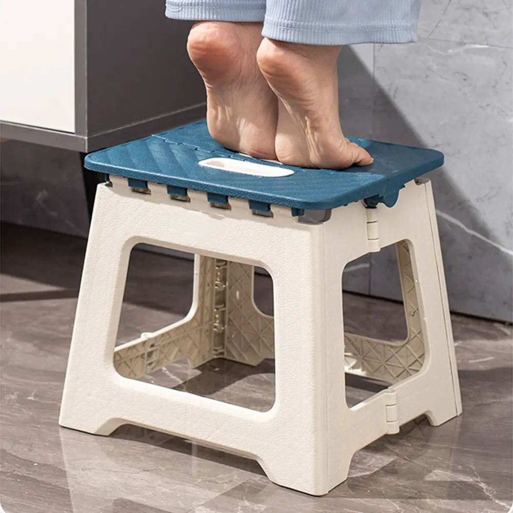 Folding Step Stool Lightweight Thickened Footstool with Handle Foldable Stool Supports Up To 441LBS for Kitchen Bathroom Bedroom
