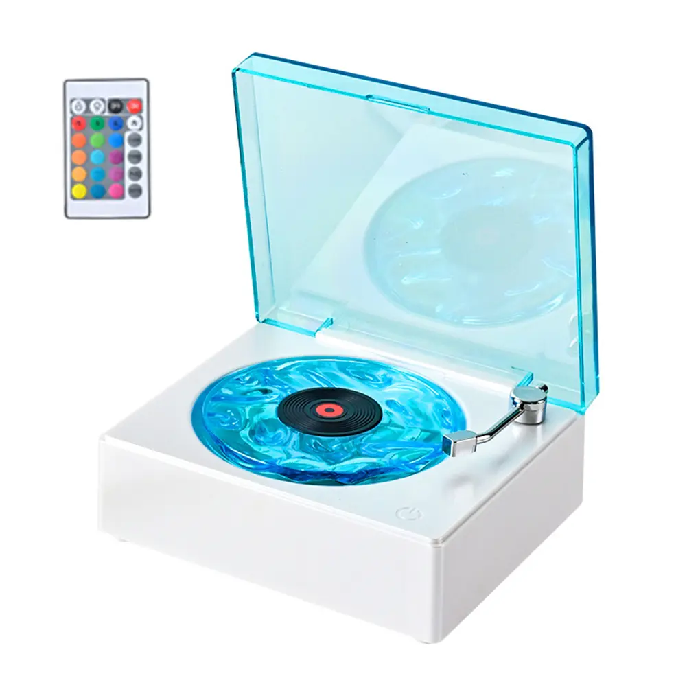 Waves Vinyl Player with LED Latern Rechargeable Water Ripple Speakers Romantic Ocean Player for Party Bedroom Living Room Office
