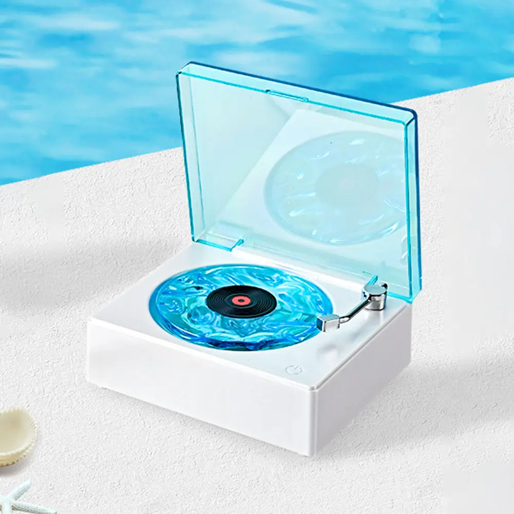 Waves Vinyl Player with LED Latern Rechargeable Water Ripple Speakers Romantic Ocean Player for Party Bedroom Living Room Office