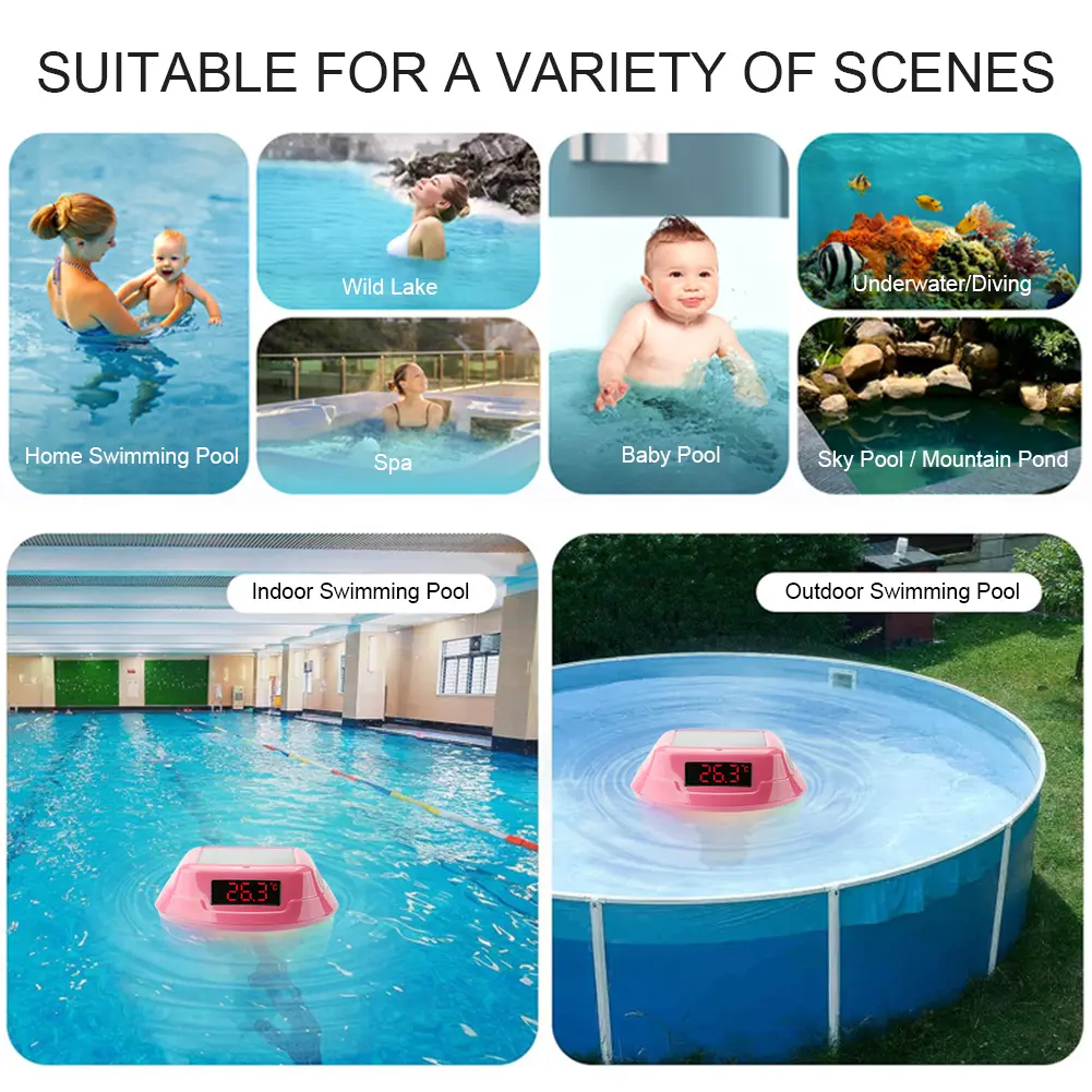 Solar Digital Wireless Pool Thermometer Floating Pools Water Temperature Guage Pool Digital Thermometer for Pools Ponds Hot Tubs
