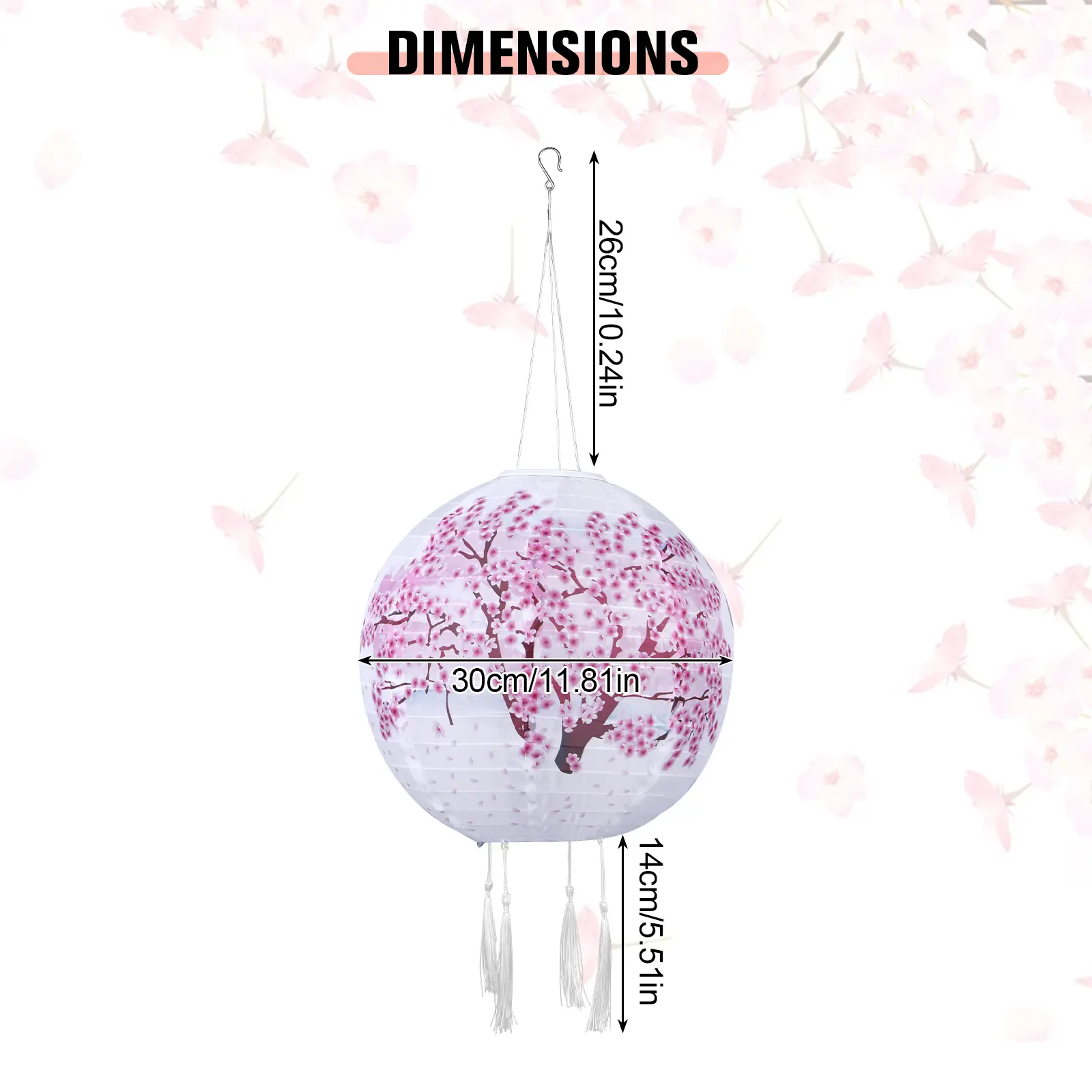 Chinese Traditional Hanging Lanterns Nylon Colth Outdoor Lights IP65 Waterproof Flower Decorative Lights for Garden Porch