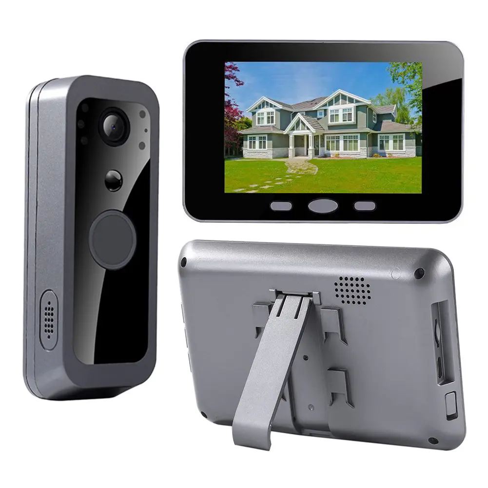 2.4G Video Monitoring Intelligent Doorbell 4.0 Inch IPS Screen Door Bell Intercom System Doorbell with Camera Monitor for Villa