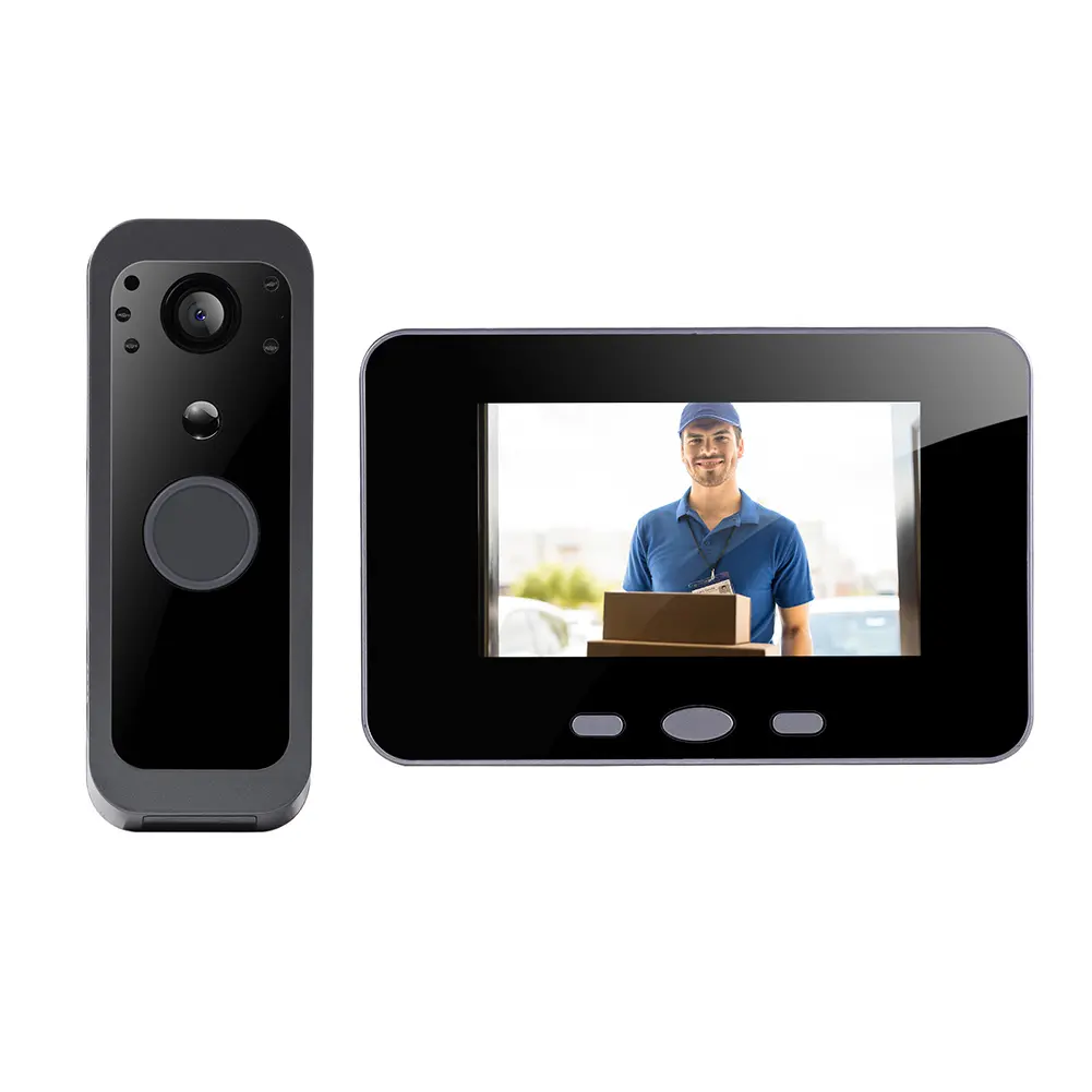 2.4G Video Monitoring Intelligent Doorbell 4.0 Inch IPS Screen Door Bell Intercom System Doorbell with Camera Monitor for Villa