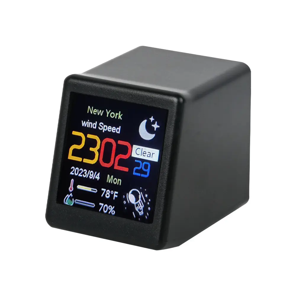 Digital Display Thermometer Hygrometer Mini Smart WIFI Weather Station Weather Temperature Humidity Time Alarm Clock Table Decor