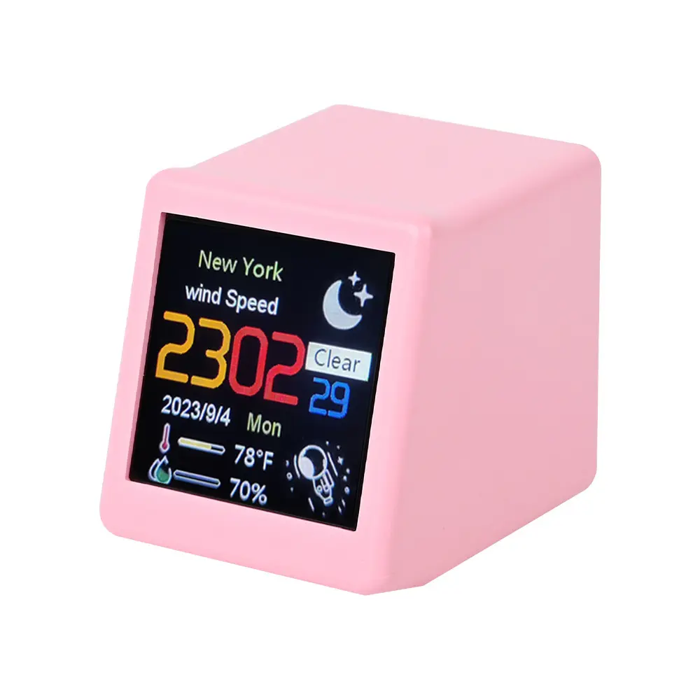 Digital Display Thermometer Hygrometer Mini Smart WIFI Weather Station Weather Temperature Humidity Time Alarm Clock Table Decor