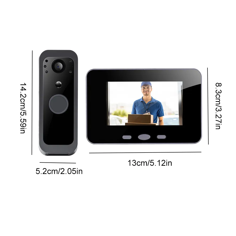 2.4G Video Monitoring Intelligent Doorbell 4.0 Inch IPS Screen Door Bell Intercom System Doorbell with Camera Monitor for Villa