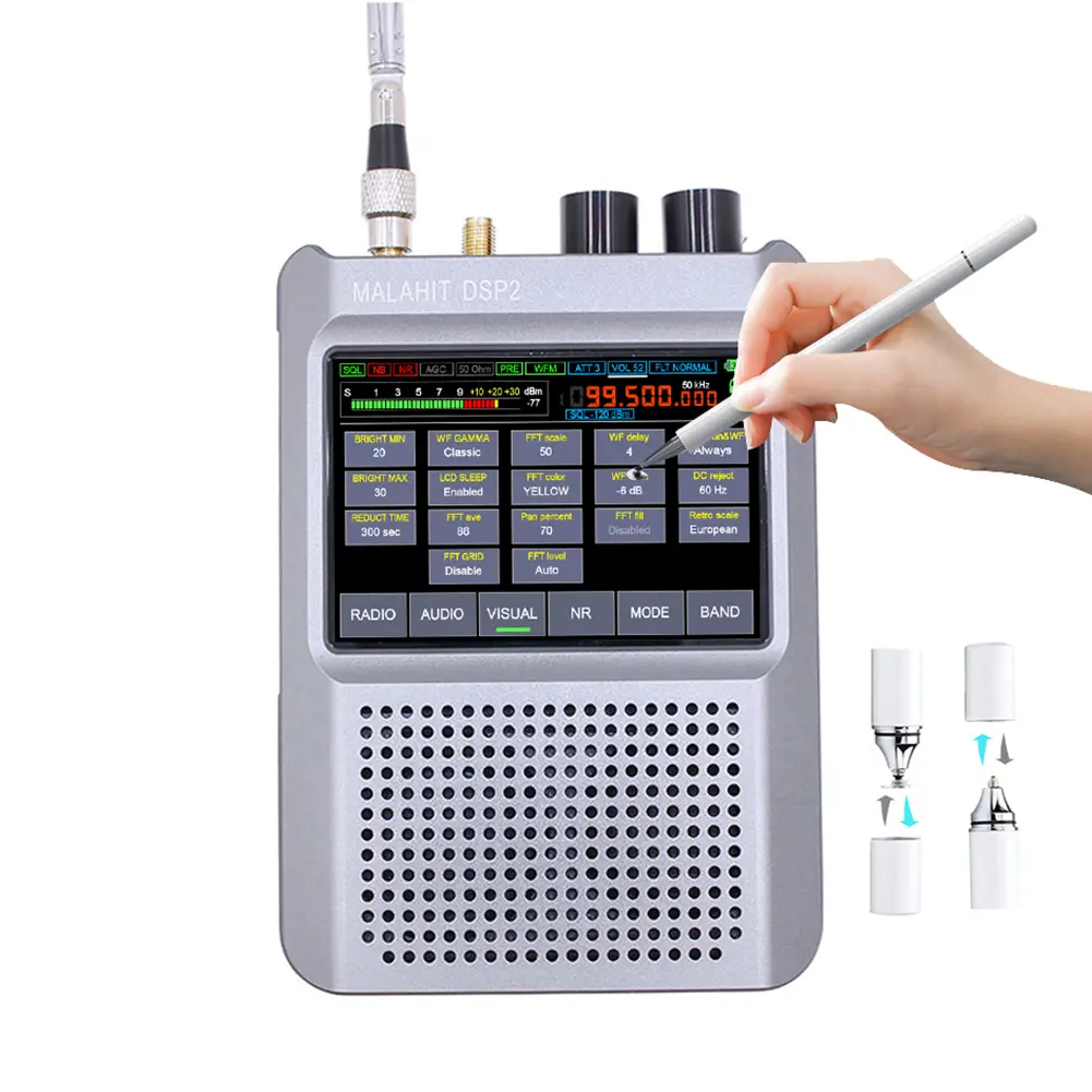 New Firmware 10kHz-380MHz 404MHz-2GHz Malahit-DSP2 2.40 DSP SDR Malahiteam Receiver Radio Receiver 3.5 inch Touch LCD Screen