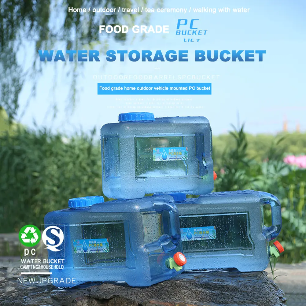 5L-20L Capacity Outdoor Water Bucket Portable Water Tank Container with Faucet Driving Water Tank Picnic Camping Accsesorios