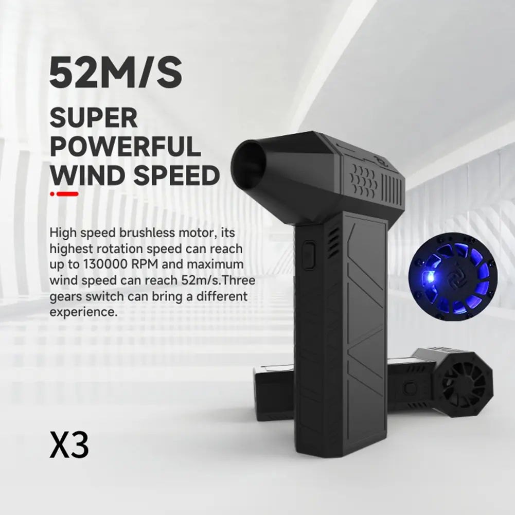 130000RPM Violent Blower Mini Turbo Jet Fan Handheld Brushless Motor Industrial Duct Fan Compression Blower Keyboard Car Cleaner