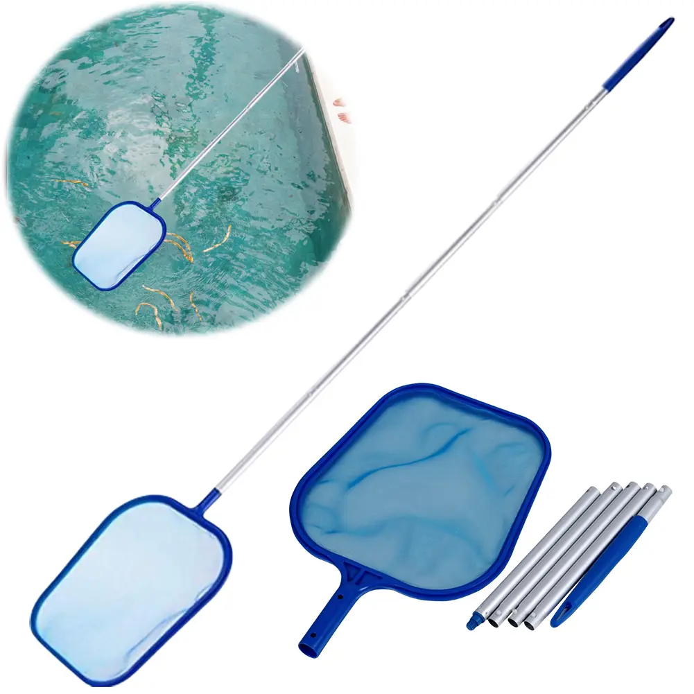Swimming Pool Leaf Skimmer Net with 5 Aluminum Pole Sections Pool Net Skimmer Rak Leaf Rake Net for Swimming Pools Spas Hot Tubs
