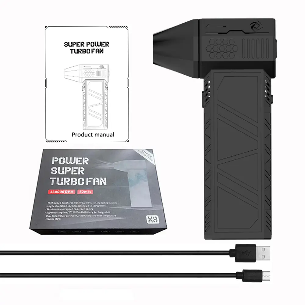 130000RPM Violent Blower Mini Turbo Jet Fan Handheld Brushless Motor Industrial Duct Fan Compression Blower Keyboard Car Cleaner