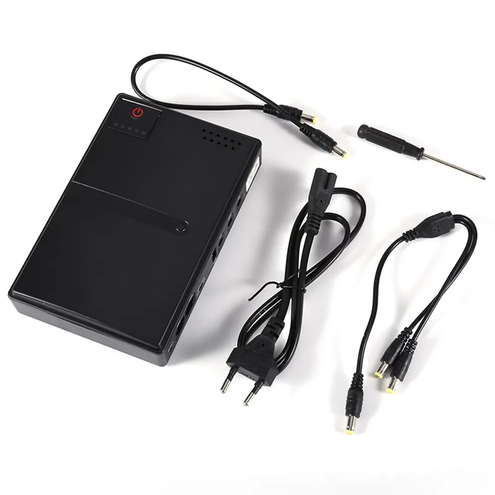 AC85-265V Portable DC UPS Backup Power with Multiple Outputs Compact USB Port Battery 5V9V12V for Home Router Camera WiFi