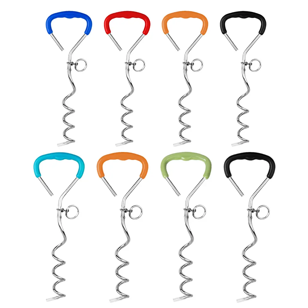 Heavy Duty Dog Anchor Soft Grip Handle Dog Stake Metal Spiral Dog Yard Stake for Yard Ground Outdoor Camping Walking