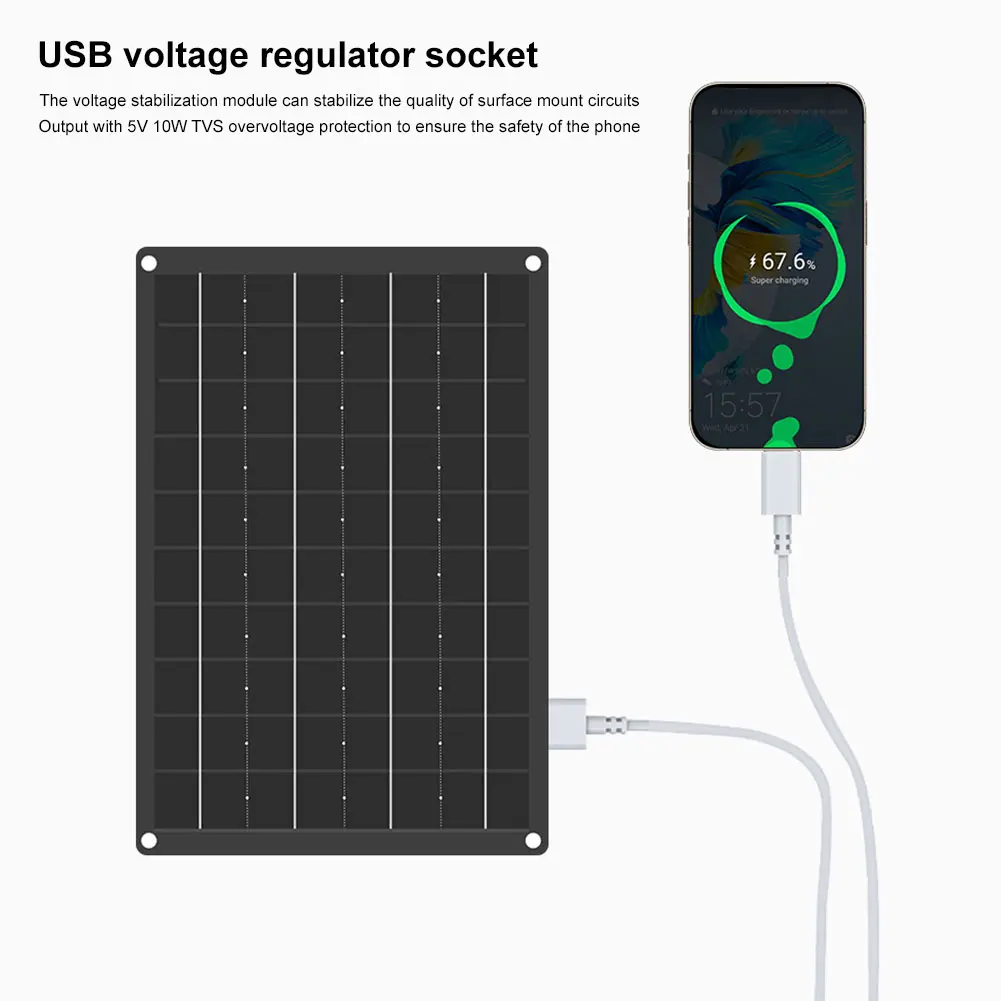 USB Solar Panel Charger 18V 10W Mini Solar Panel Solar Phone Charger Waterproof Solar Panel for Outdoor Emergency