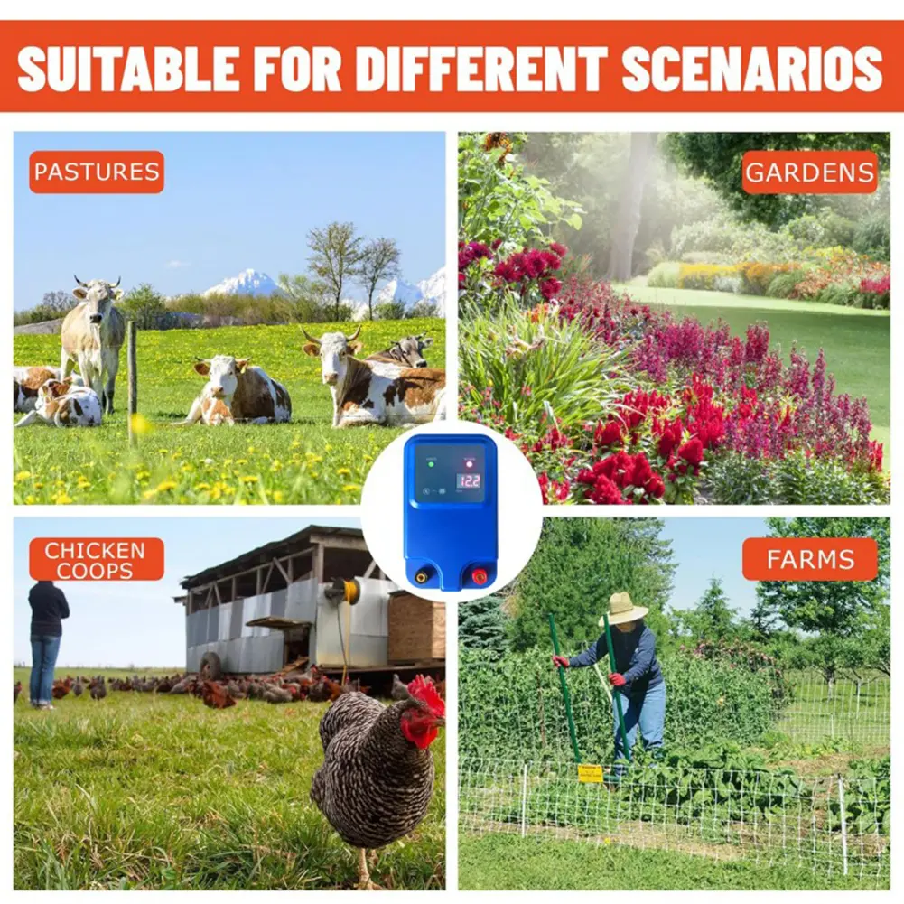 12V DC Electric Fence Charger Farm Livestock Pulse Device Shepherd Equipment Kit for Wildlife Prevention Farm Poultry Garden