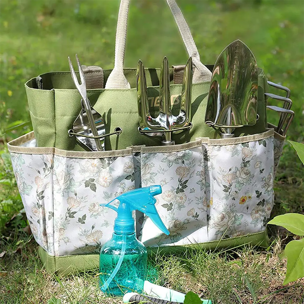 9 IN 1 Gardening Tool Set Rust-Proof Stainless Steel Garden Tool Set Gardening Hand Tools Gloves Weeder Fork Shovel Spray Bottle