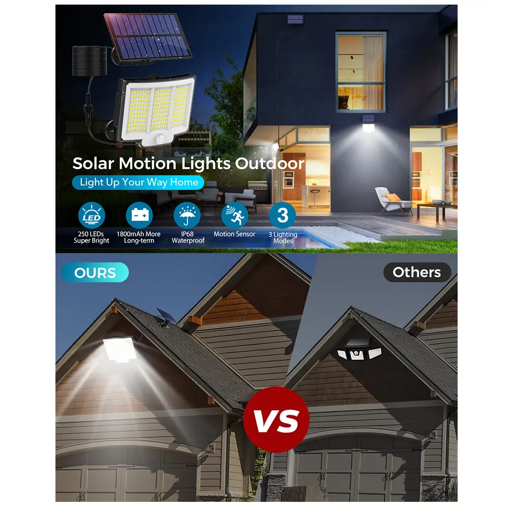 Super Bright Solar Light Outdoor 228/210/106 LED Motion Sensor Solar Power LED Garden Wall Lamp Waterproof Street Security Lamp