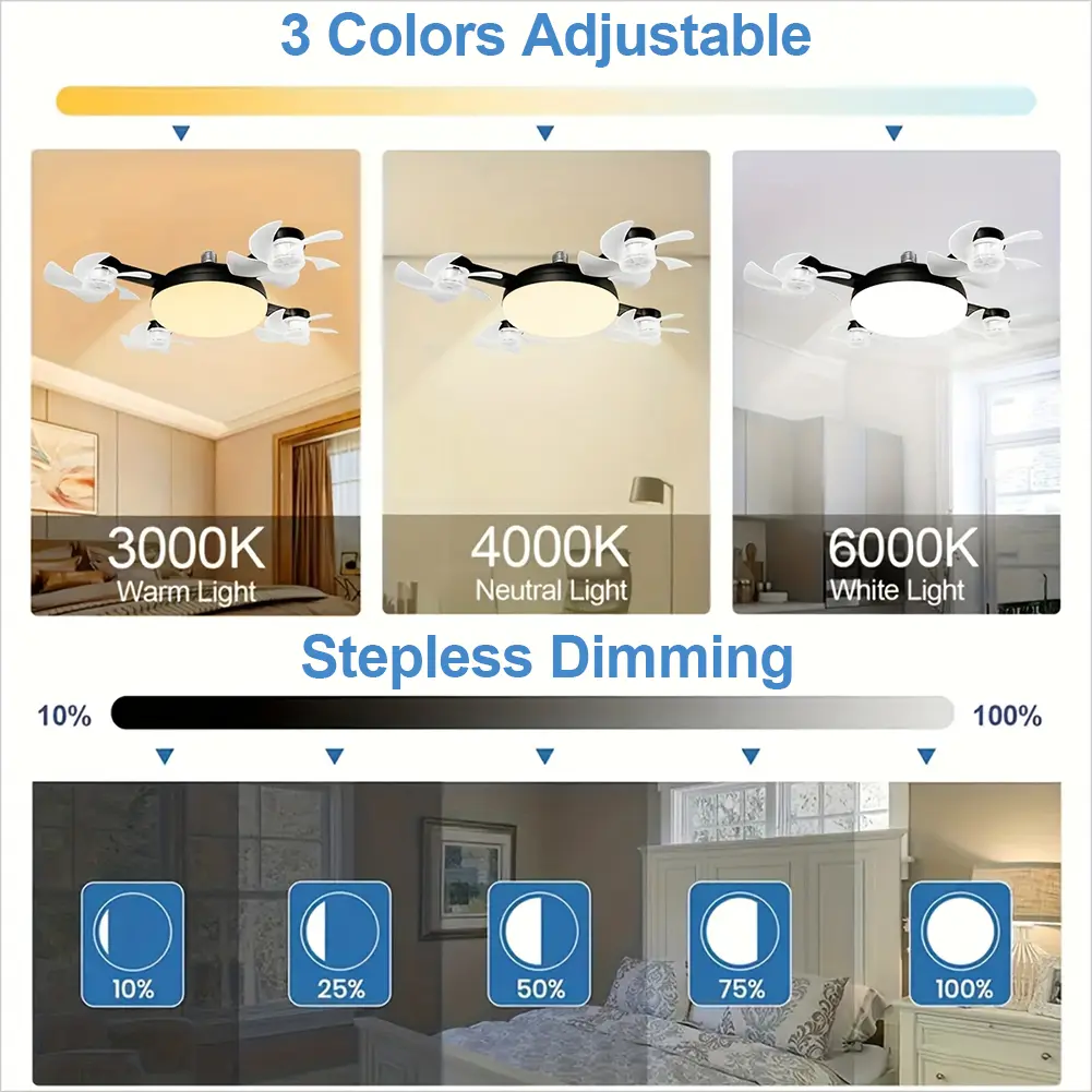 2 In 1 Hanging Fan with LED Lantern Remote Control Universal Dimming Drone Fan E27 E26 Silent Ceiling Drone Fan for Home Outdoor